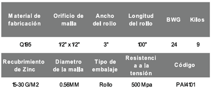 Malla cuadrada electrosoldada PAI41