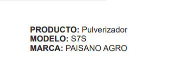 Pulverizador Modelo S75 - PAI7001