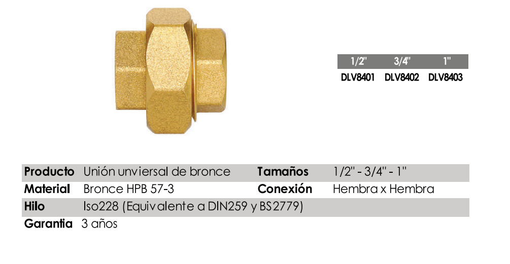 Unión universal de bronce