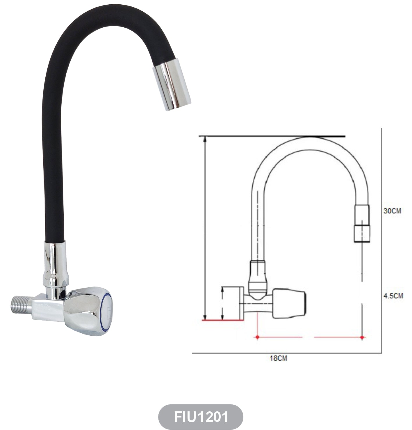 Llave lavadero / pared palanca flexible