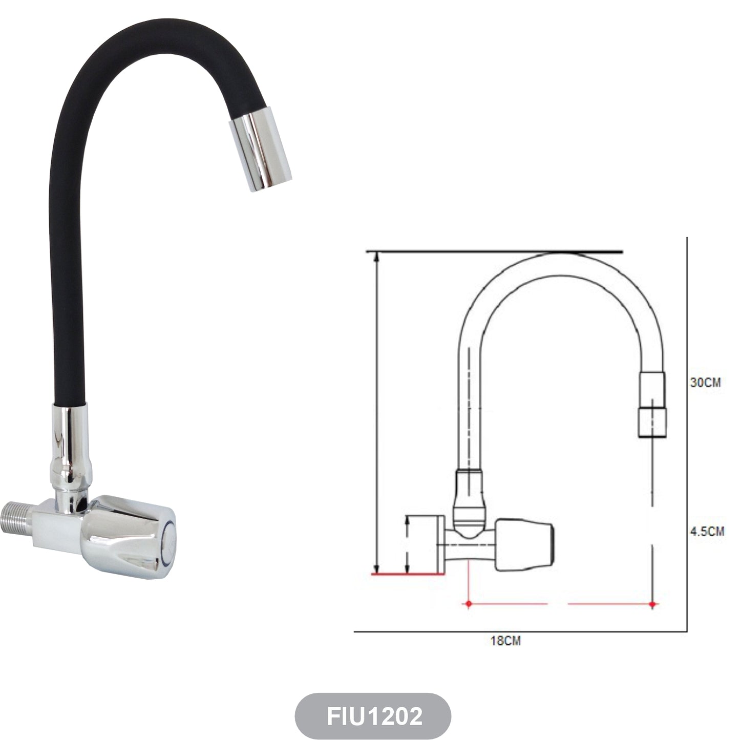 Llave lavadero / pared palanca flexible