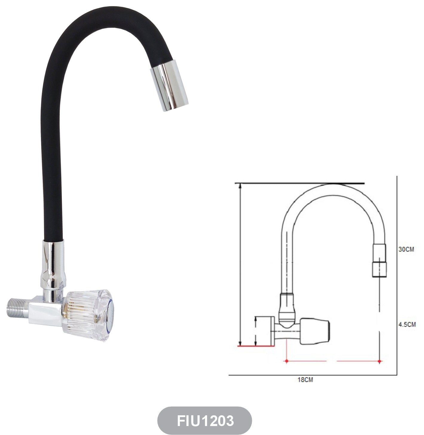 Llave lavadero / pared palanca flexible