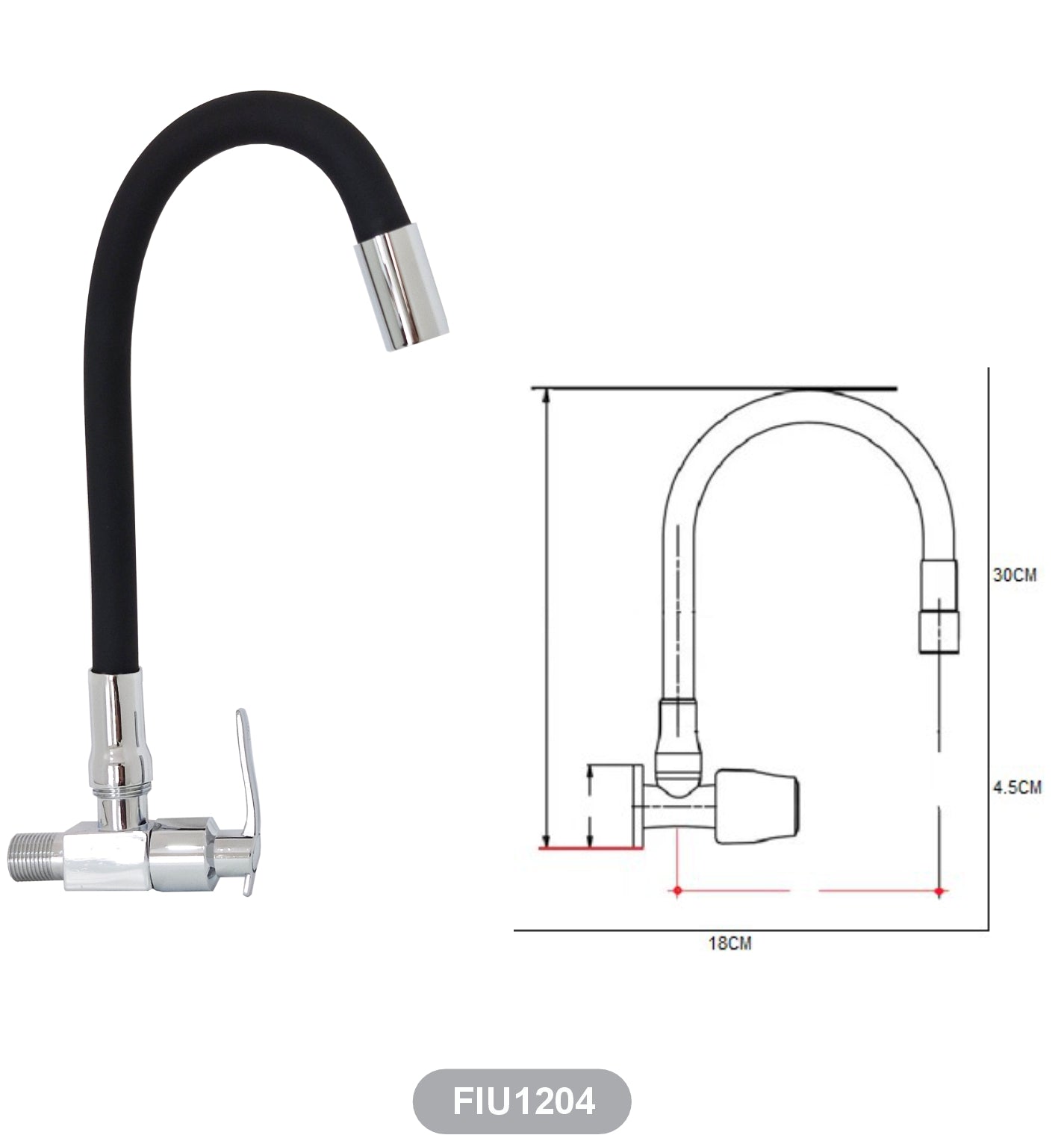 Llave lavadero / pared palanca flexible