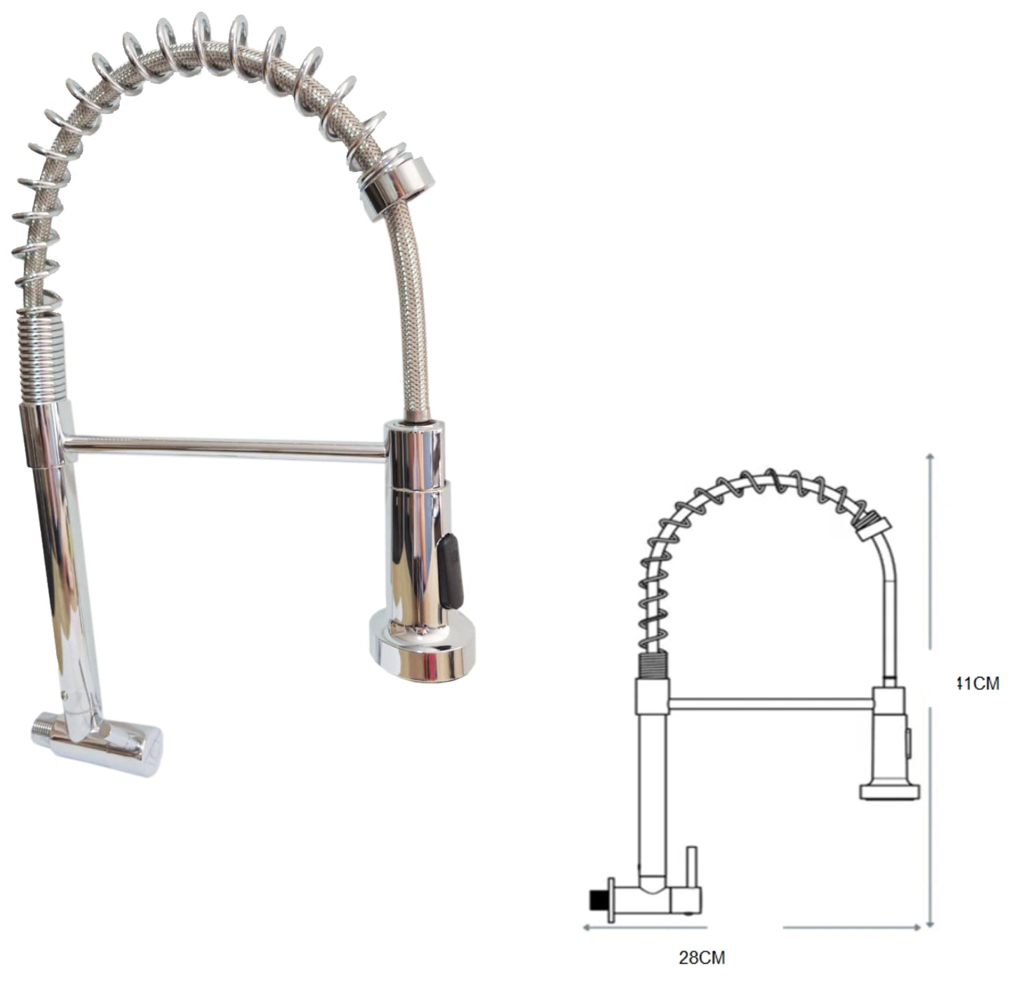 Llave lavadero pared t/campana cromado y negro