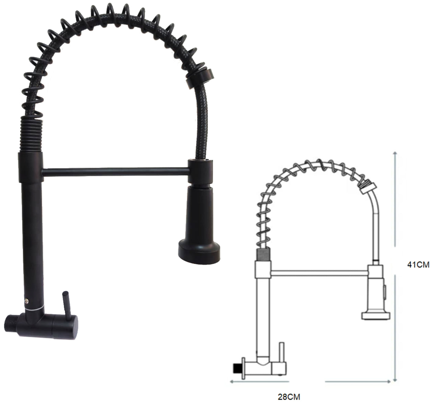 Llave lavadero pared t/campana cromado y negro