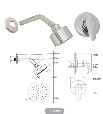 Mezcladora monocomando con ducha 8cm