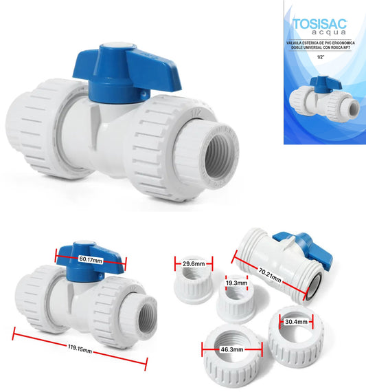 Válvula esferica de PVC ergonómica 1/2
