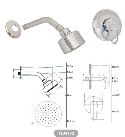Mezcladora monocomando con ducha 8cm