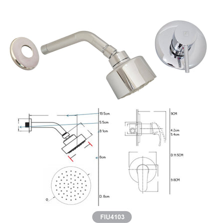 Mezcladora monocomando con ducha 8cm