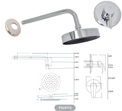 Mezcladora monocomando con ducha española 15cm